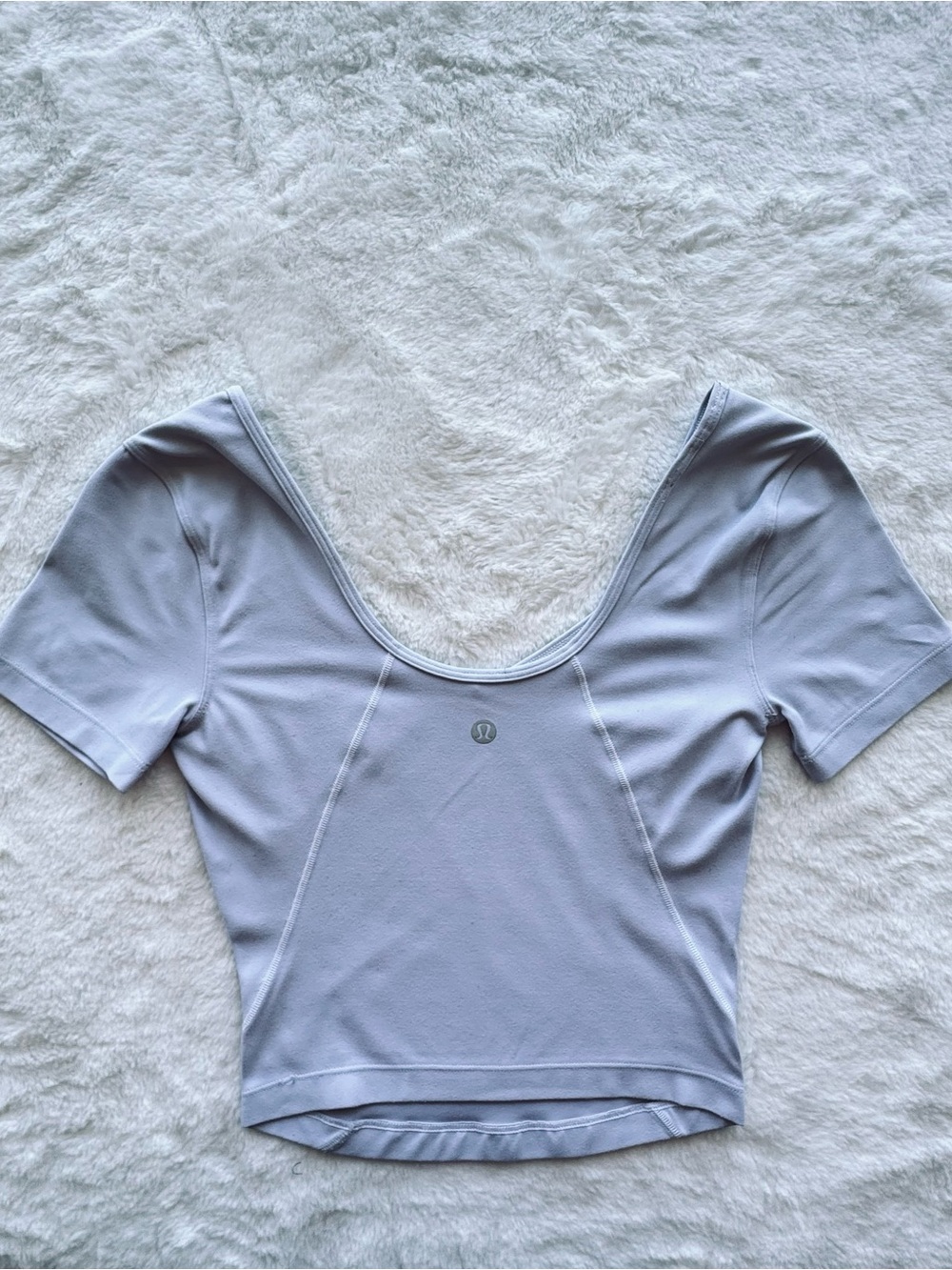 **Lululemon Grey Cropped Short-Sleeve Athletic Top**